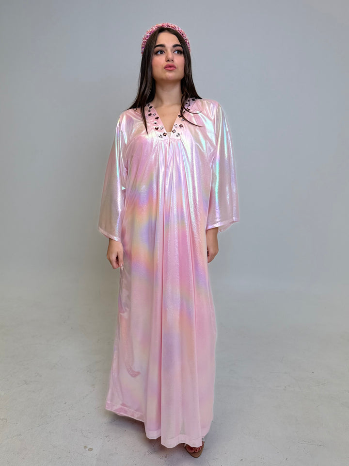 Metallic Kaftan in Cotton Candy