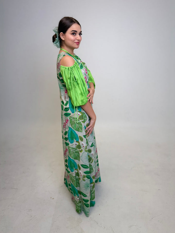 Green & Leaves - Off Shoulder
