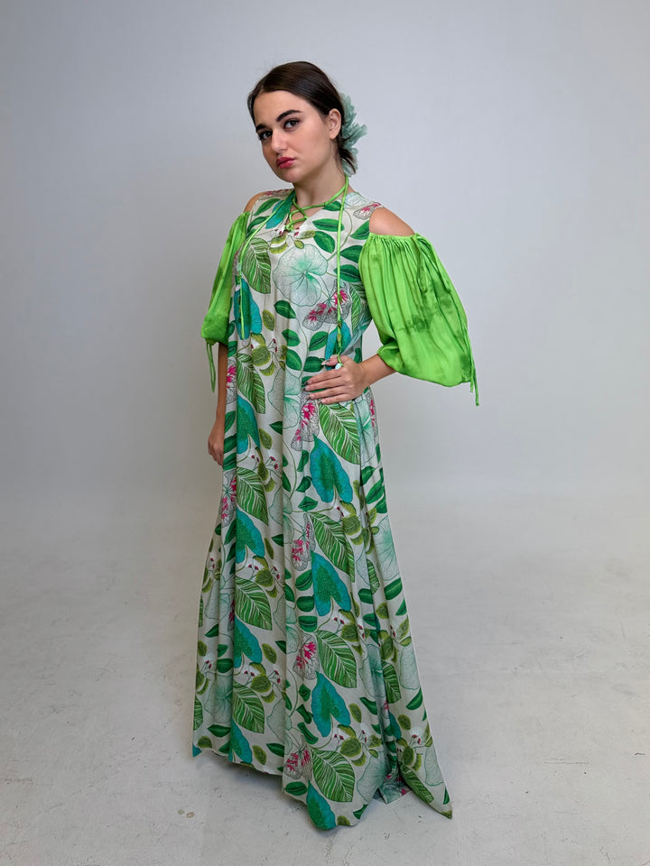 Green & Leaves - Off Shoulder