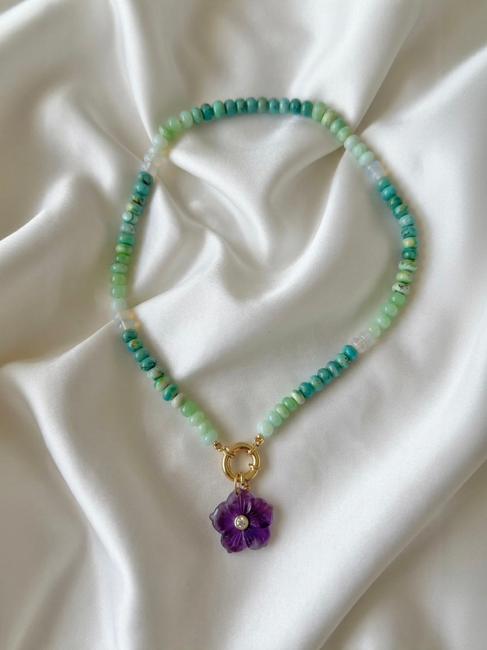 Minty Bloom Opal Necklace