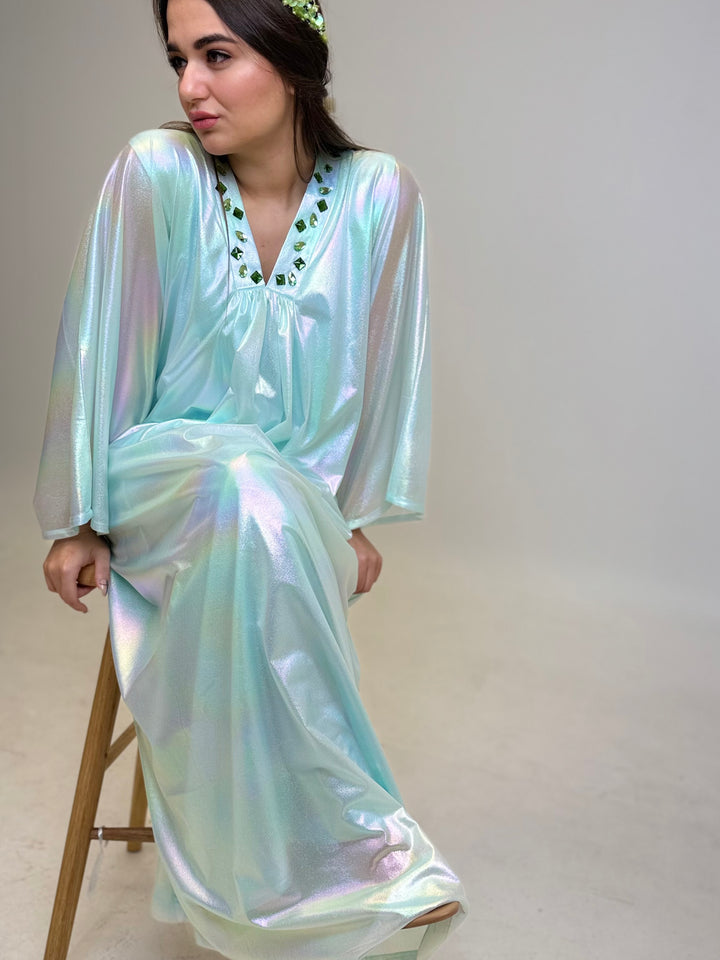 Metallic Kaftan in Pistachio