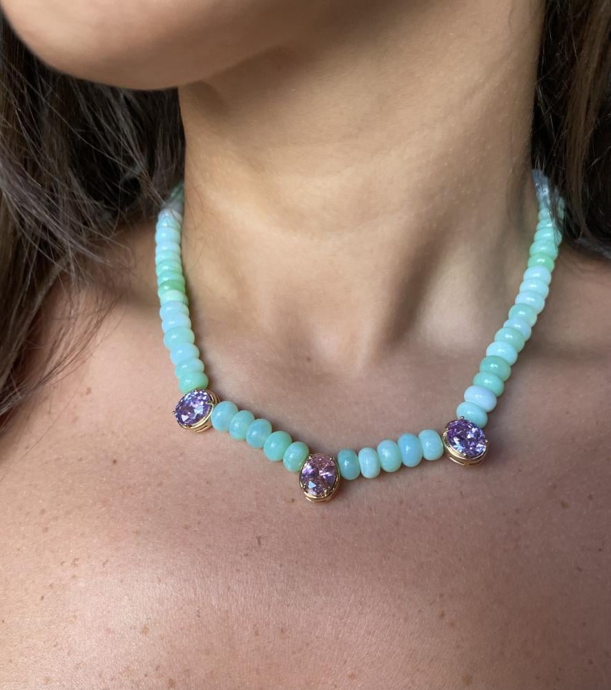 Pistachio Cream Opal Necklace