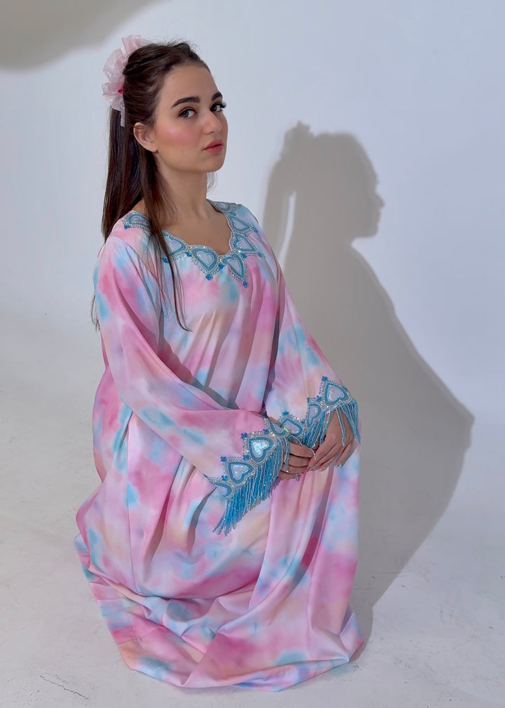 Dreamy Hearts Kaftan in Blue