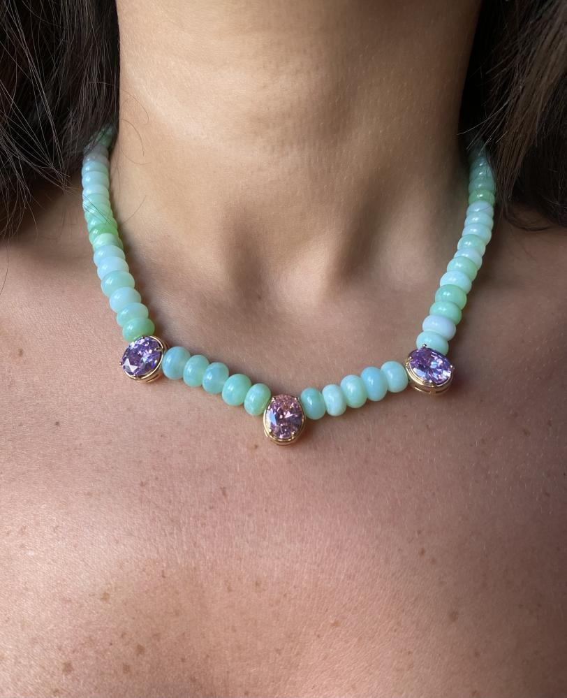 Pistachio Cream Opal Necklace