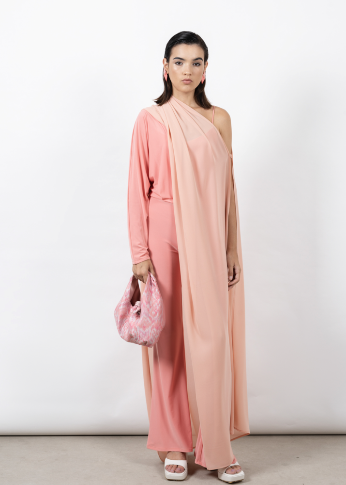 Pink Cape Jumpsuit Set