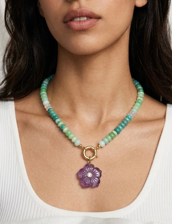 Minty Bloom Opal Necklace