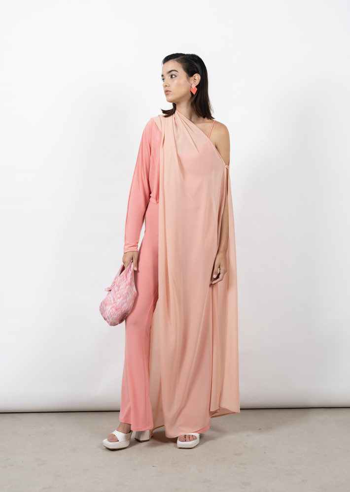 Pink Cape Jumpsuit Set