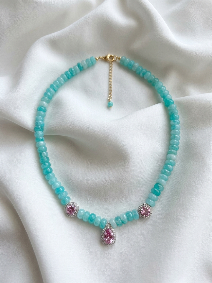 Aqua Rosé Opal Necklace