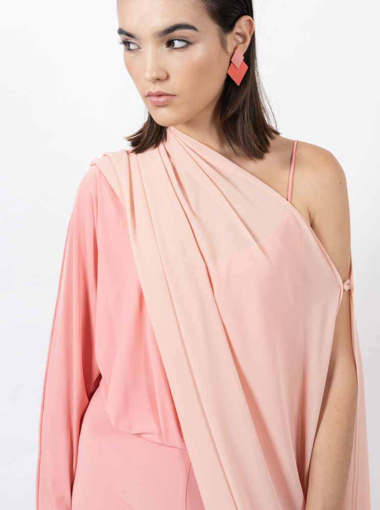 Pink Cape Jumpsuit Set