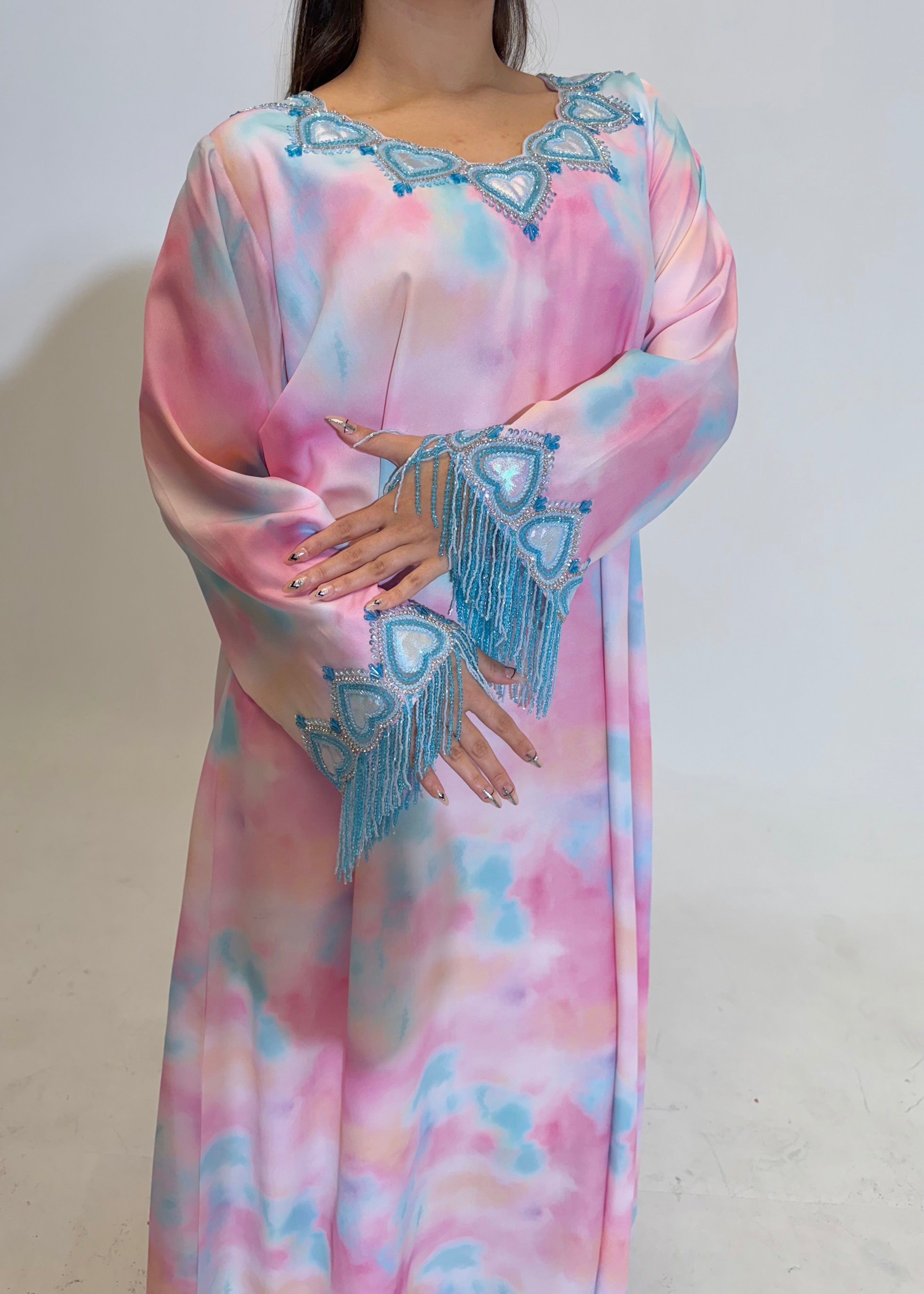 Dreamy Hearts Kaftan in Blue