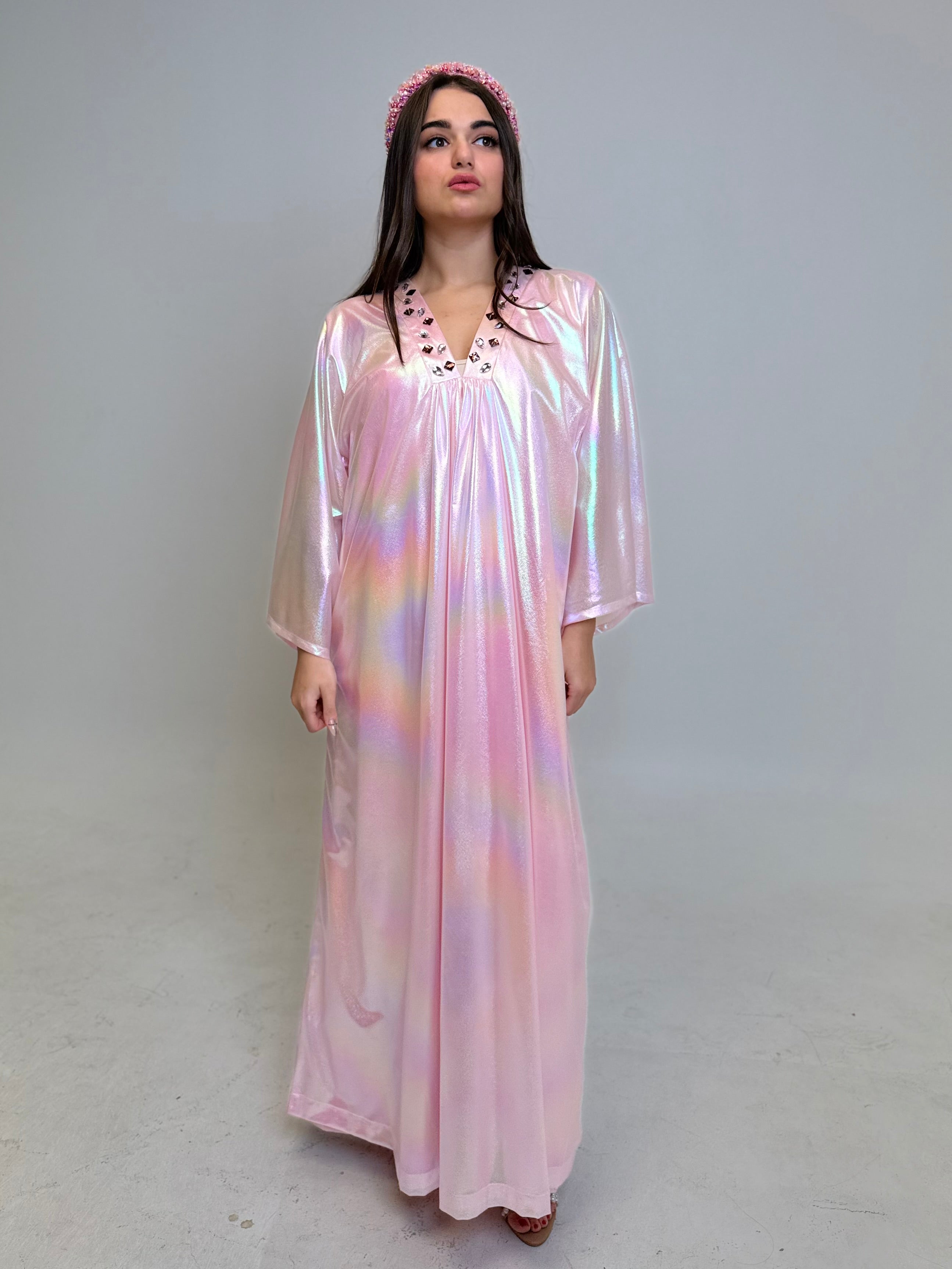 Metallic Kaftan in Cotton Candy