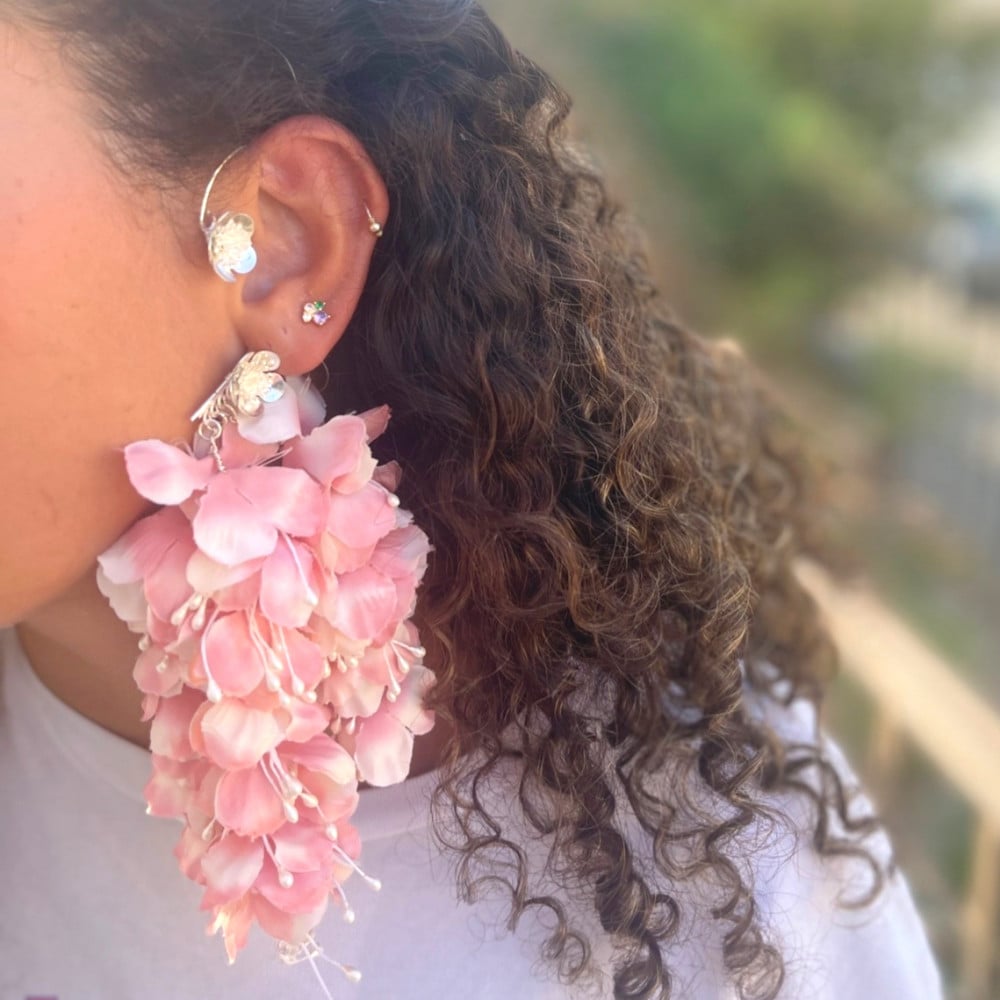 Flora Long Ear Cuff Pink